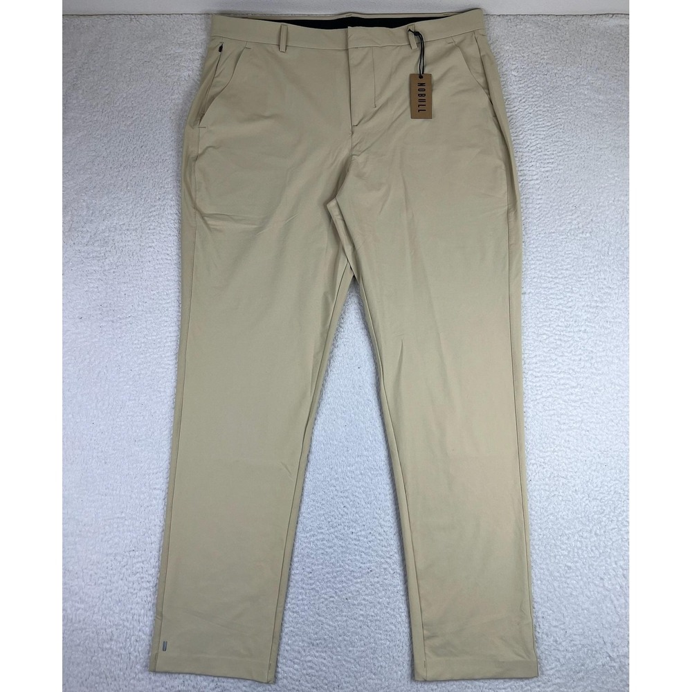 NOBULL Pants Mens 38x34 Beige Stretch Golf Khakis Woven Performance Tech NEW